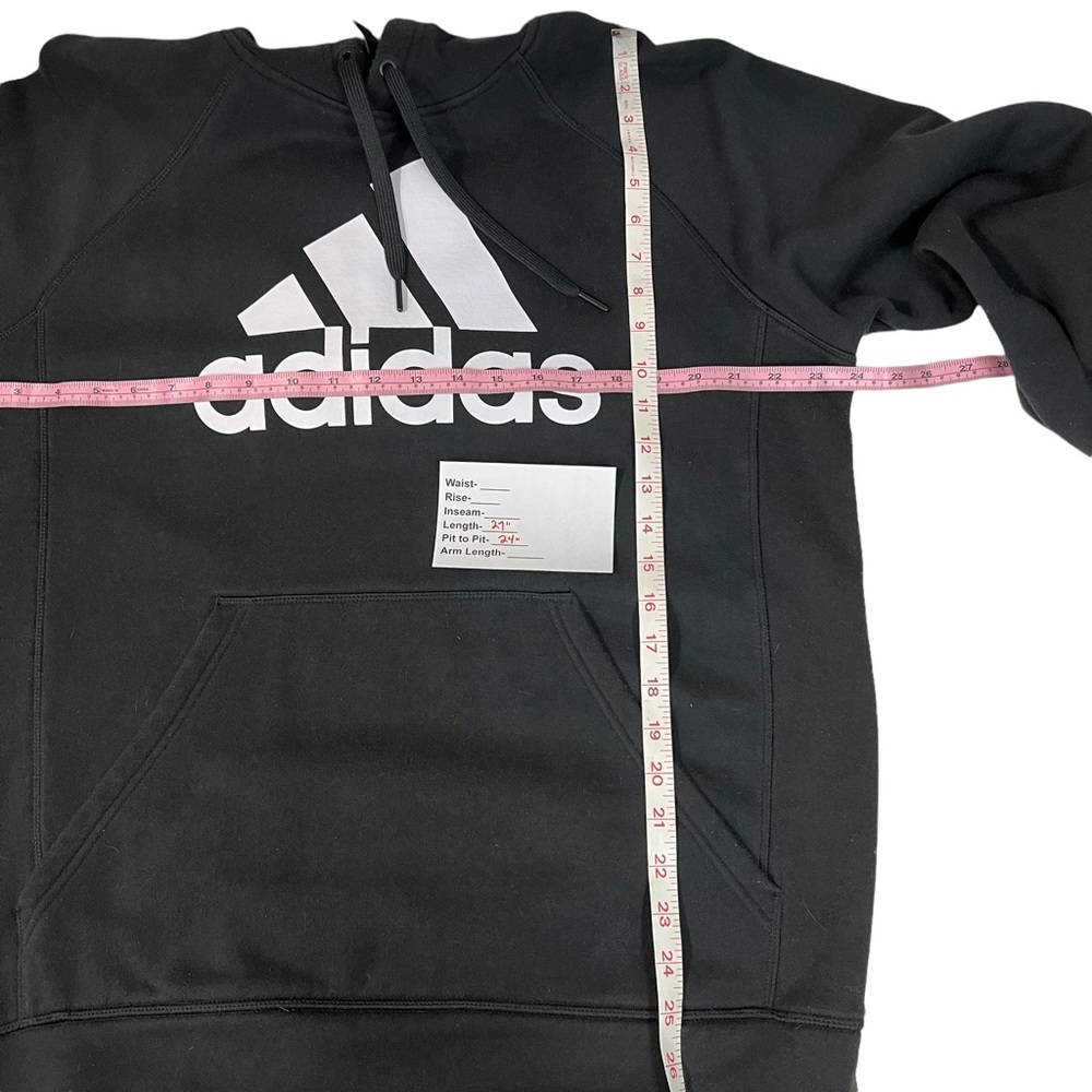 ADIDAS HOODIE Black Unisex Essential Big Logo Fleece Sweatshirt - Picture 5 of 8